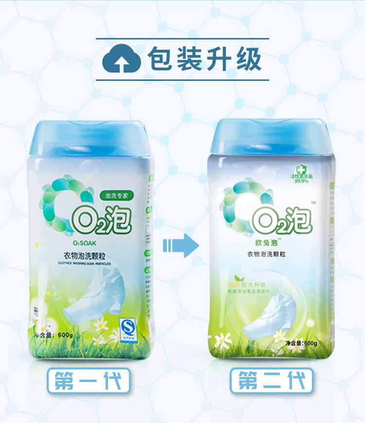 O2泡（欧兔泡）衣物泡洗颗粒  通用装 600g*6盒