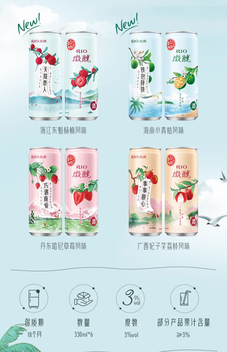 锐澳 RIO微醺产地限定4口味330ml*6罐鸡尾酒