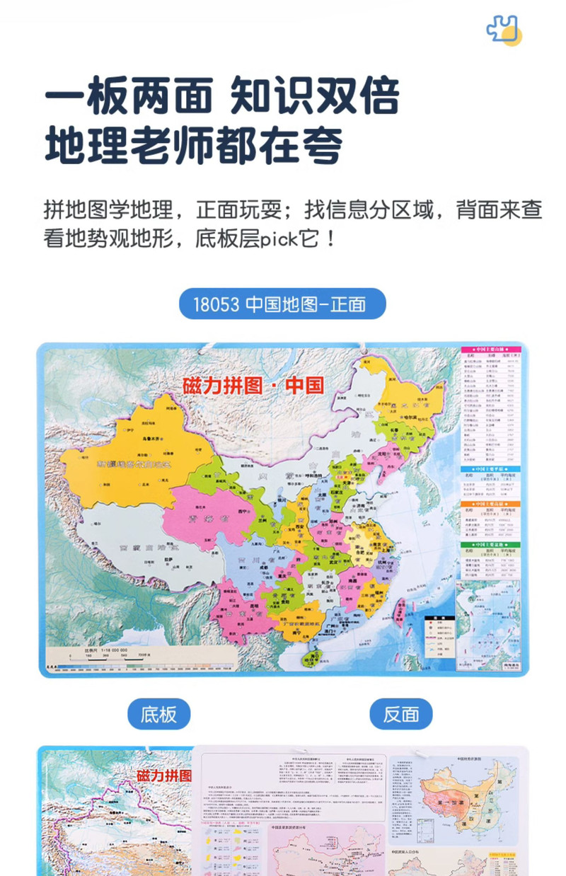 得力/deli  磁性地图拼图 世界地图拼图+中国地图拼图 290*205m