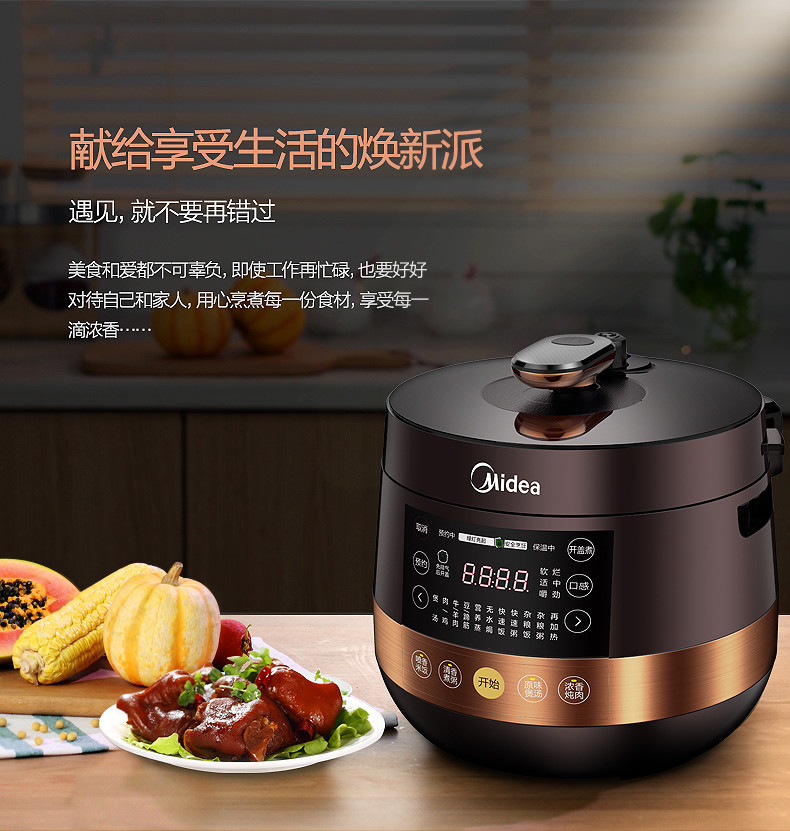 美的/MIDEA 电压力锅智能家用4.8L饭煲高压锅 MY-YL50Easy203