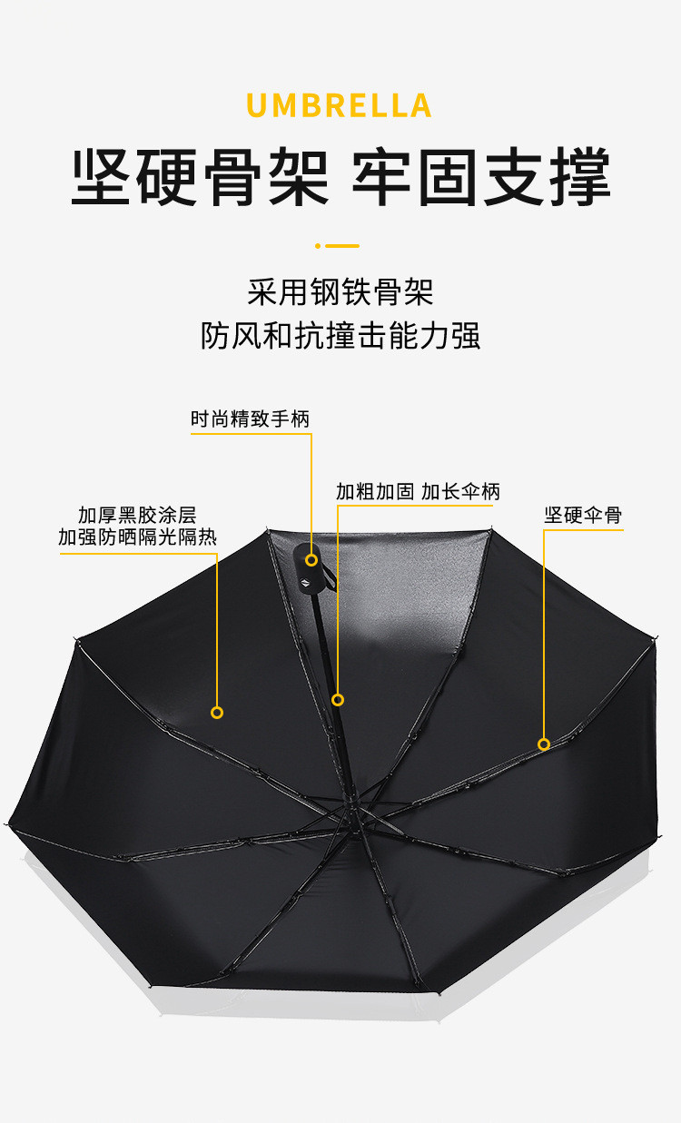 行科  自动小熊伞黑胶防晒遮阳伞三折太阳伞晴雨两用折叠雨伞