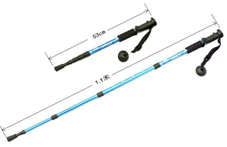行科 铝合金四节避震直柄登山杖拐杖手杖徒步户外用品