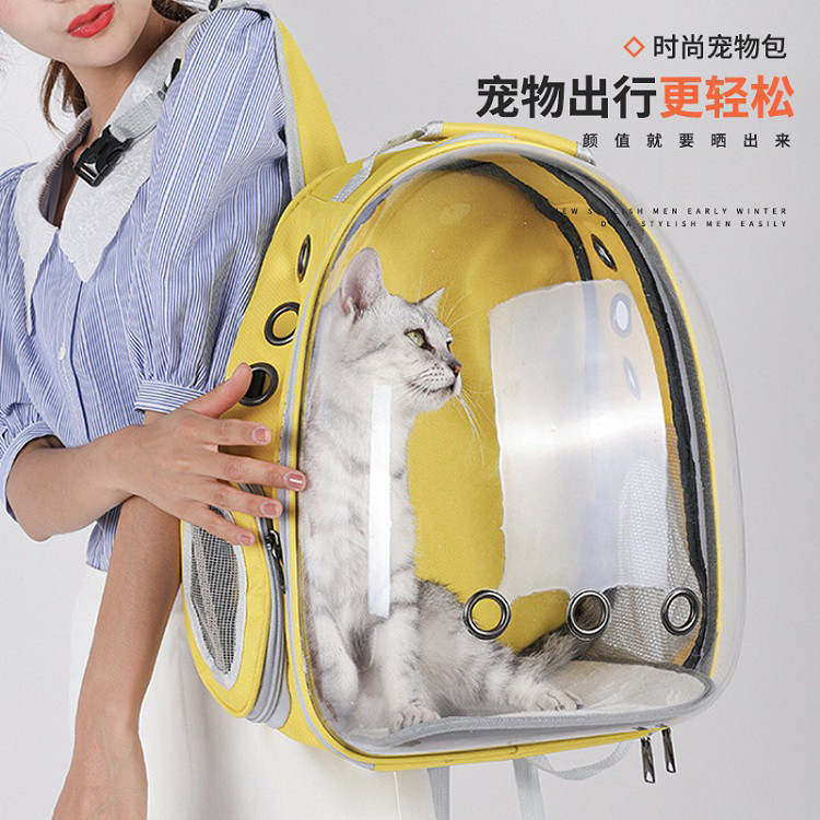行科 外出宠物背包便携全景透明猫包透气双肩宠物猫咪包