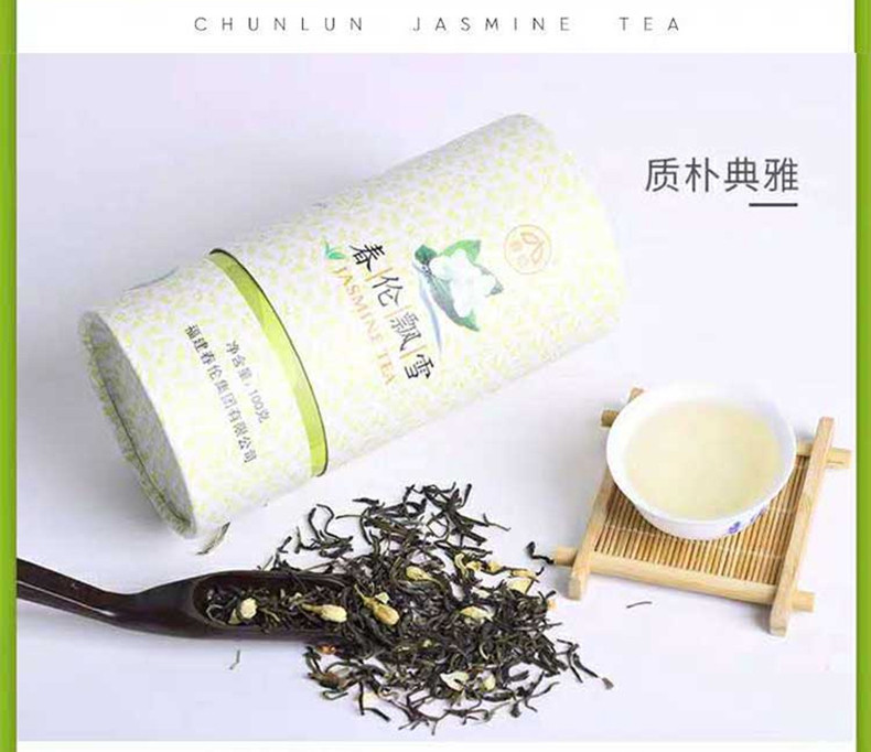 春伦茉莉花茶茉莉飘雪纸罐100g