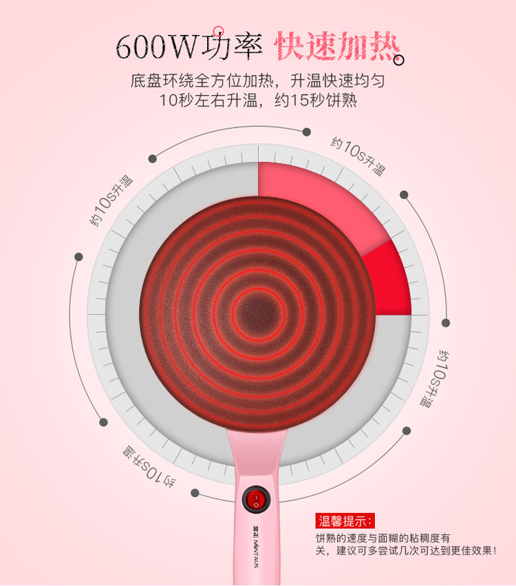 金正/NINTAUS P10煎烤机（薄饼机）电饼铛家用 20CM大容量 快速加热烤饼机