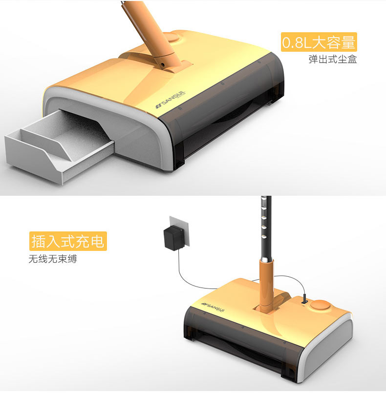 山水（SANSUI） 山水 家用懒人电动拖把自动扫地机手推式无线吸尘扫拖机 X1