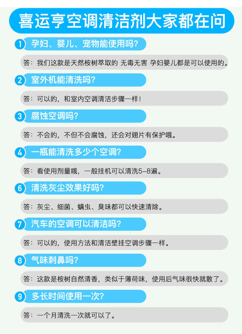 【满50立减10元】澳洲进口喜运亨家用空调清洗剂挂机柜机汽车泡沫型空调清洁清洗除尘除螨500ml*1