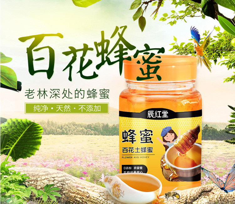 买两瓶减20元低至13.9元/500g  辰红堂来自大别山的源头好蜜百花蜂蜜500g（正常发货）