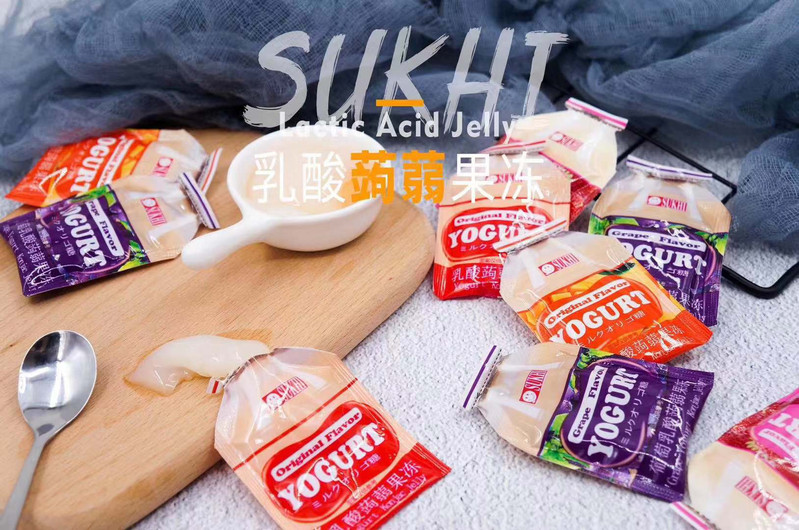 【多买多优惠】台湾SUKHI蒟蒻果冻果汁布丁草莓/芒果/葡萄/乳酸/水蜜桃果味零食192g/袋