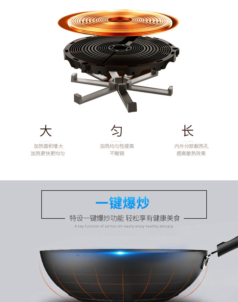 美的（Midea）C21-SN2105 电磁炉 家用智能 爆炒大火力 触控屏 黑色