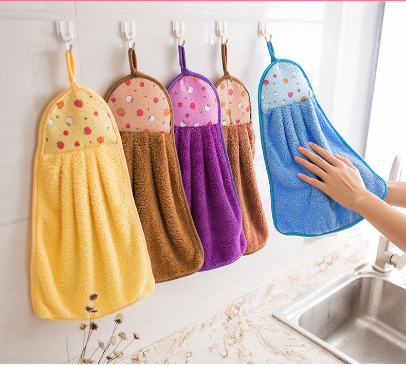  厨房擦手巾挂式超强吸水性好珊瑚绒卫生间加厚擦手布抹布洗碗布