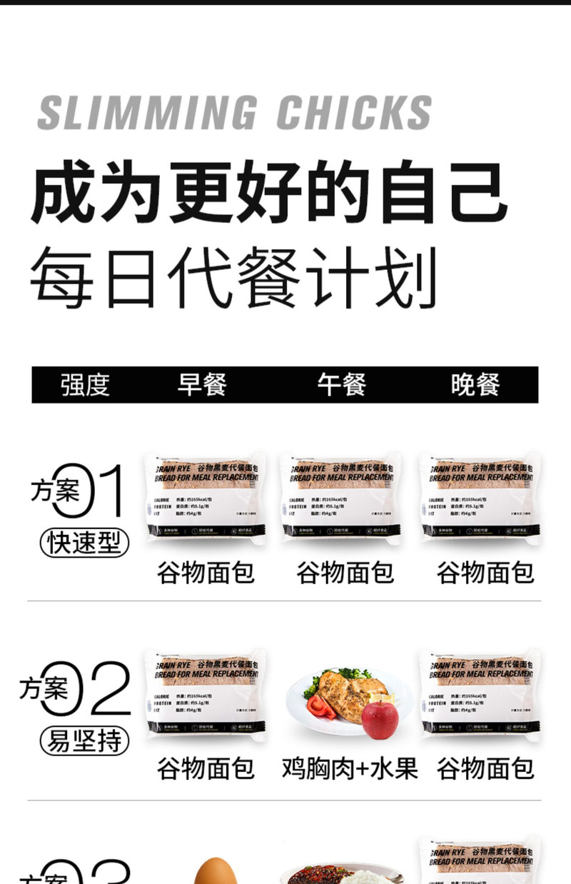 健身黑麦全麦面包粗粮代餐饱腹零食品糕点早餐整箱营养养胃非脱脂