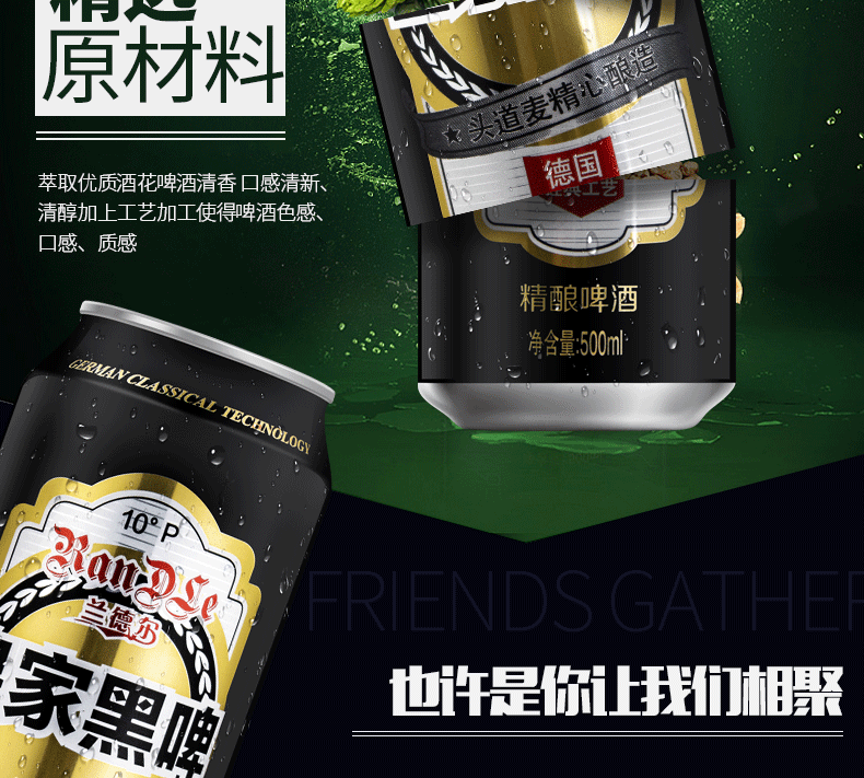 【德国风味】兰德尔皇家精酿黑啤酒整箱批发24瓶500mL