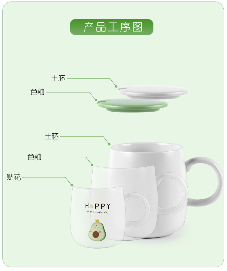  杯子陶瓷创意可爱马克杯带盖勺家用情侣水杯一对女学生韩版咖啡杯