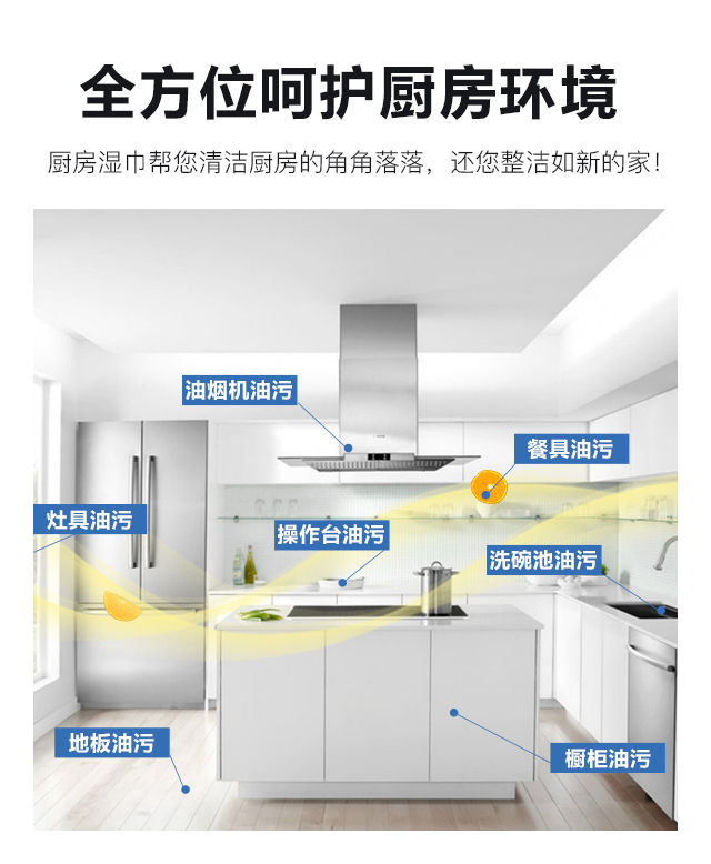 【爱肤佳厨房湿巾】大包带盖湿纸巾去油污专用一次性湿巾纸清洁油烟机