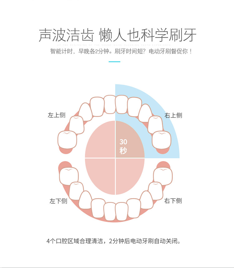 罗曼 【内附2支刷头】电动牙刷S3 成人软毛声波牙刷 无线感应式充电家用防水 智能三档护齿模式