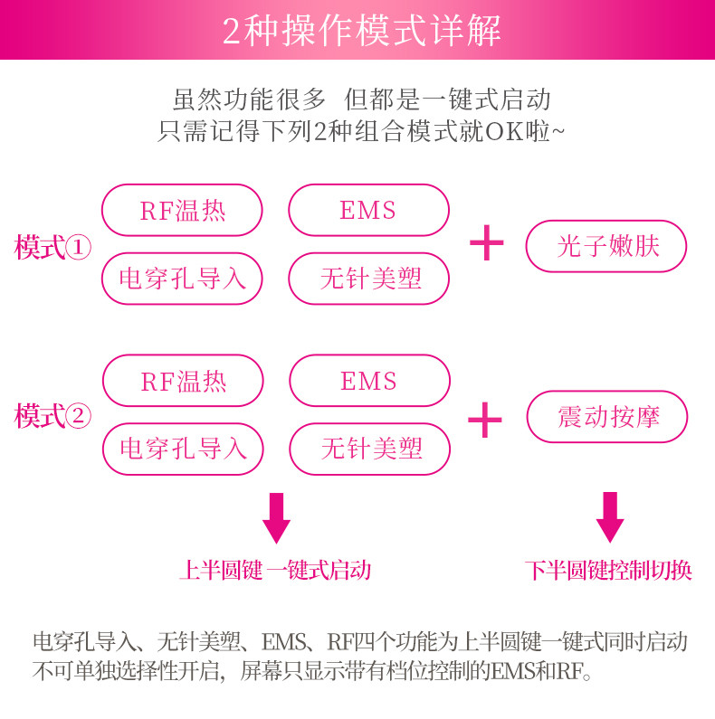 belulu rebirth射频瘦脸紧致提拉导入家用脸部彩光射频美容仪器KRD1033