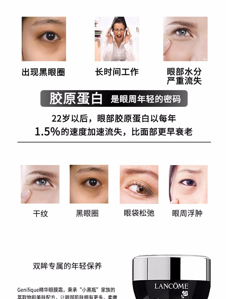 【员工活动专用】兰蔻/LANCOME 【国内专柜货】小黑瓶肌底精华发光眼霜15ml