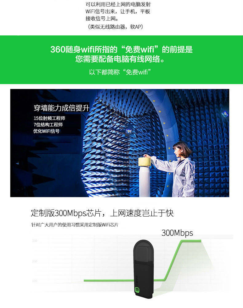 360随身wifi 360wifi路由器网卡USB迷你便携无线信号穿墙免费移动