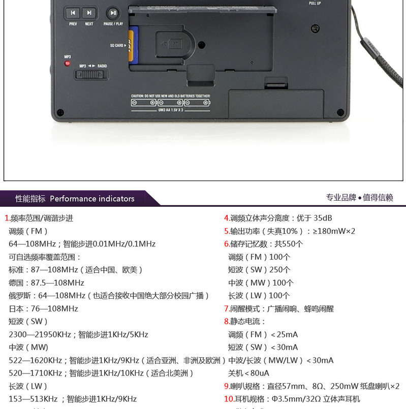 德生 PL-398MP全波段数字调谐便收音机播放器插卡音箱MP3