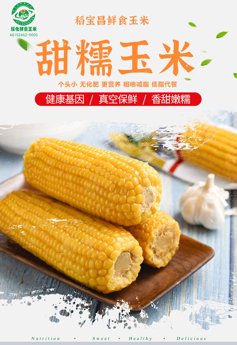 稻宝昌 东北鲜制甜糯粘玉米棒非转基因真空包邮2200g/箱/10穗