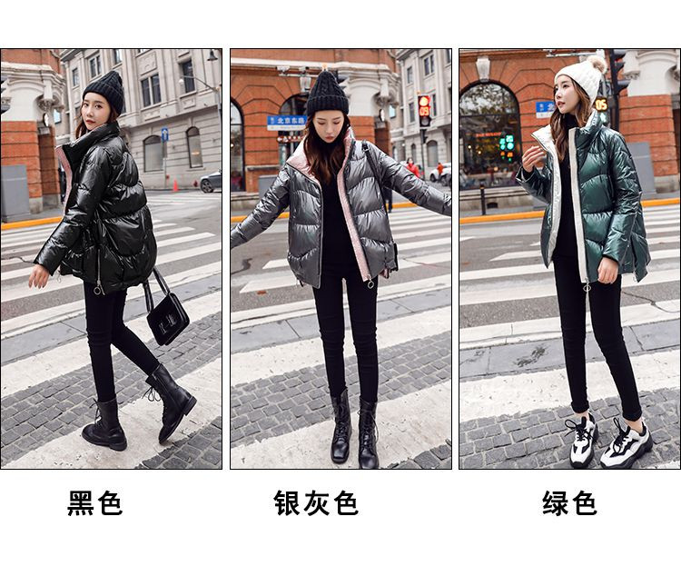 MRS COLA 2020冬装新款女装韩版面包服时尚外套 亮面羽绒服女短款 含绒量：50%