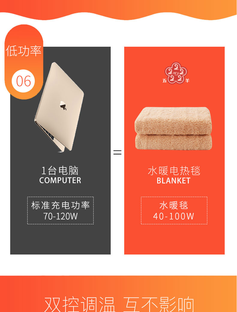 五羊牌  水暖电热毯双人单控调温家用电褥子单人宿舍水循环三人安全水暖毯