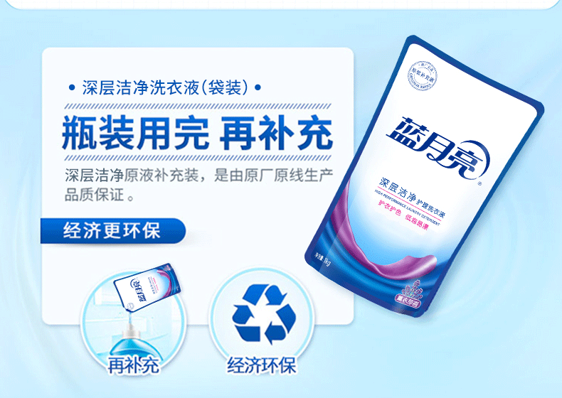 【年货价：39.9元】蓝月亮洗衣液洁净薰1kg+洁净薰500g*2袋 深层洁净家庭量贩4斤装