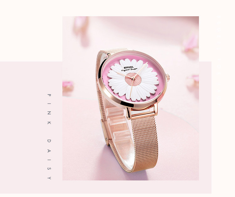 宾爵新款甜美手表进口机芯石英女表精钢时尚百搭防水女士手表
