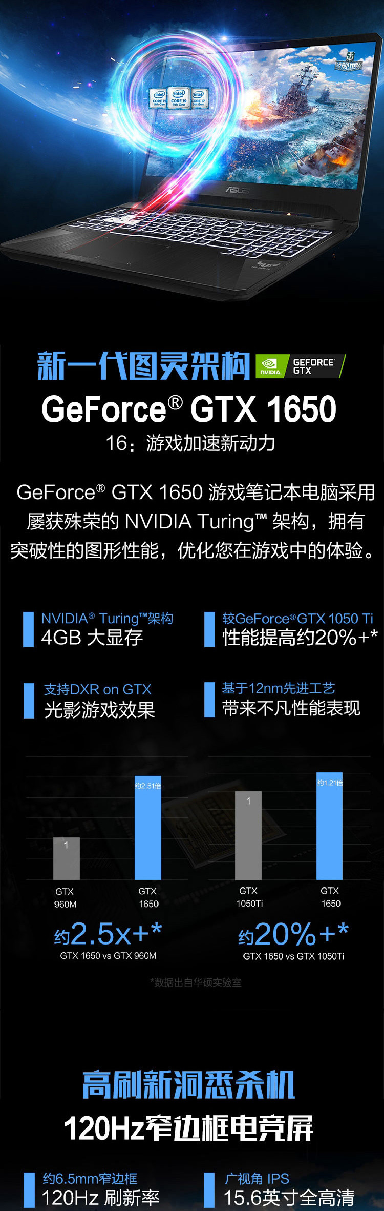 华硕 FX95GT9750 15.6英寸I7笔记本 1TB硬盘 8G内存 4G独显