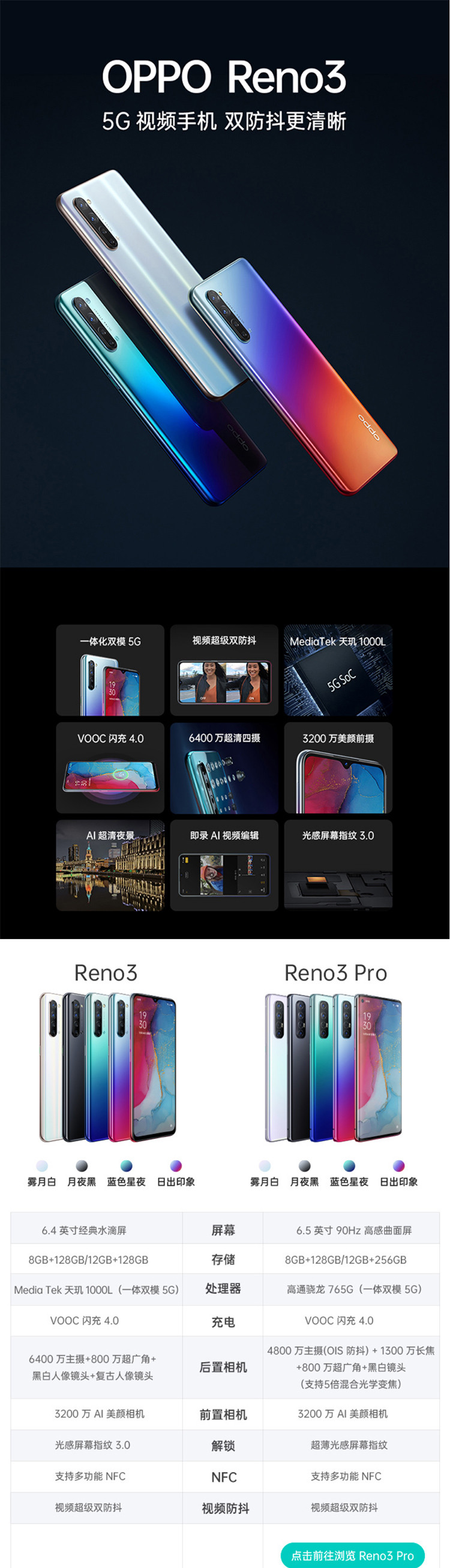 OPPO Reno3 8GB+128GB 5G全网通手机