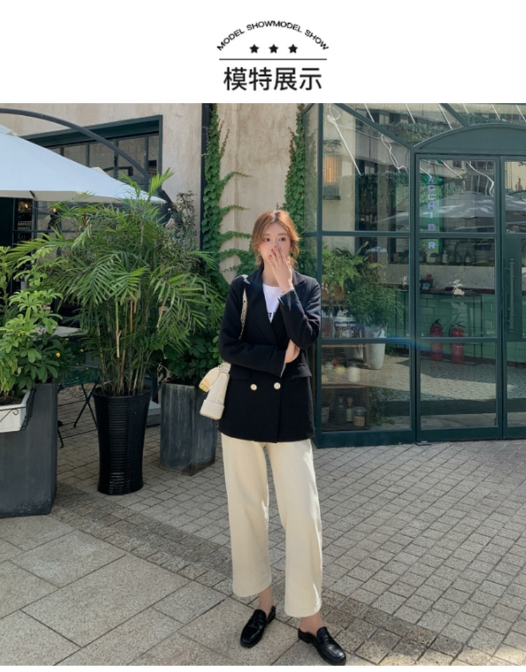 怡蓝 休闲西装女中长款春秋装2019新款网红韩版宽松小西服上衣百搭外套