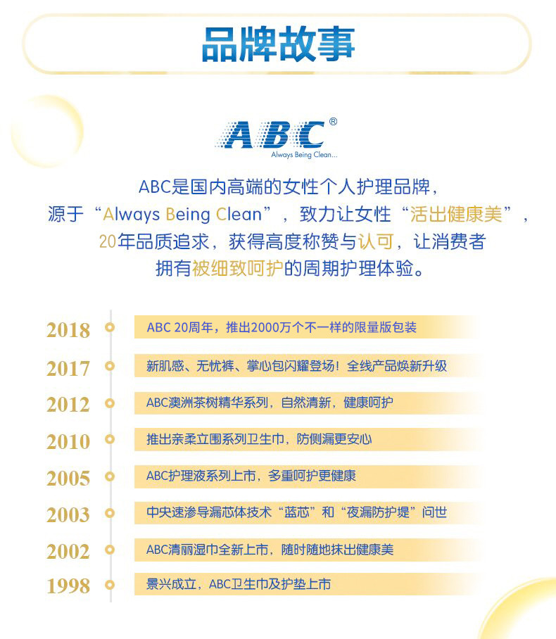 【领劵减10元】ABC KMS棉柔系列卫生巾 超吸纤薄透气姨妈巾夜用24片/280mm*8片*3包