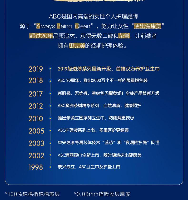 ABC 超薄汉方纯棉系列卫生巾日用夜用组合63片