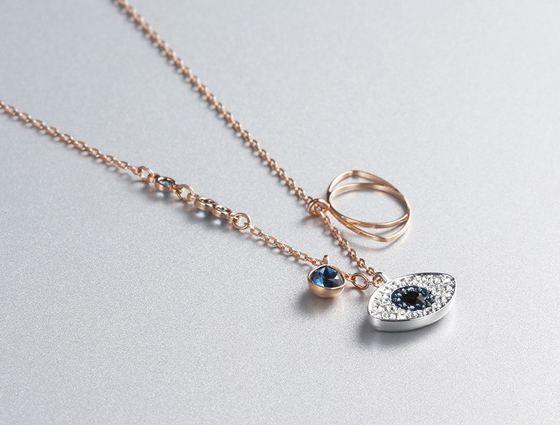 SWAROVSKI 施华洛世奇 DUO EVIL EYE 玫瑰金色恶魔之眼项链 5172560