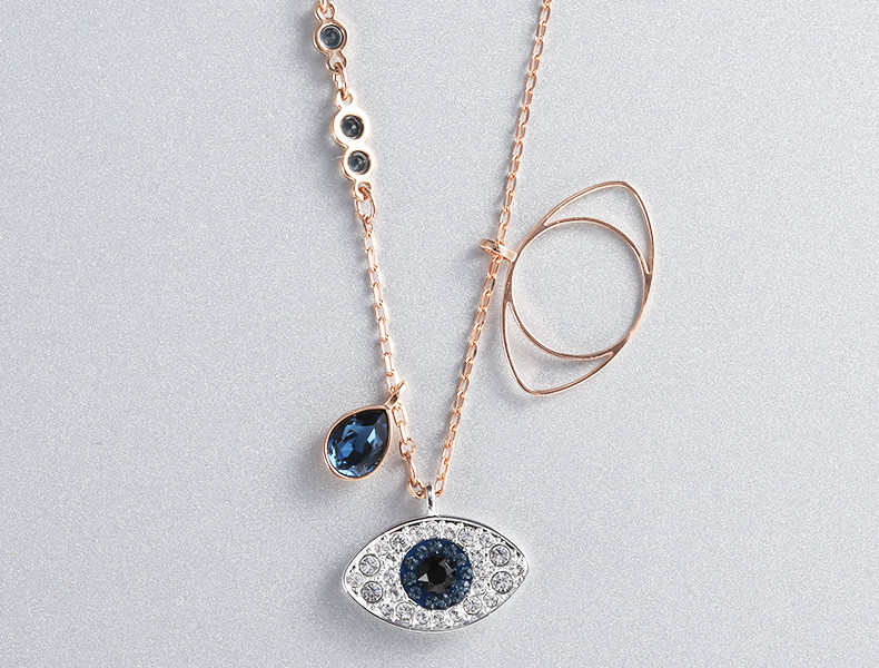 SWAROVSKI 施华洛世奇 DUO EVIL EYE 玫瑰金色恶魔之眼项链 5172560