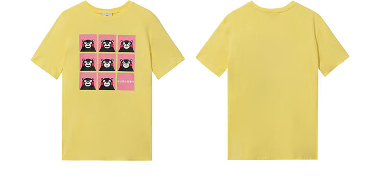 HELLO KOMA 熊本熊20年夏季情侣款上衣萌熊系列表情包印花圆领短袖T恤KM20DT009