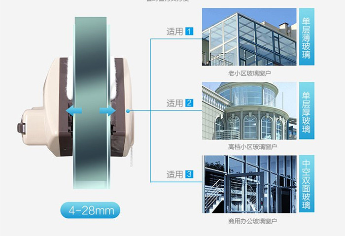 宝家洁 C2净透人体工程学设计 高楼擦玻璃工具 双层玻璃擦窗器