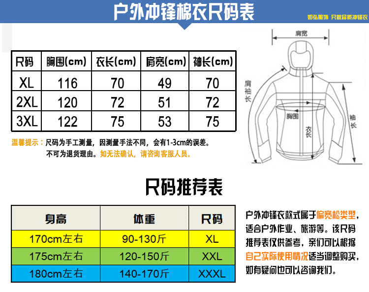 新款2019冬季户外冲锋衣保暖加厚防风防水快递外卖工装