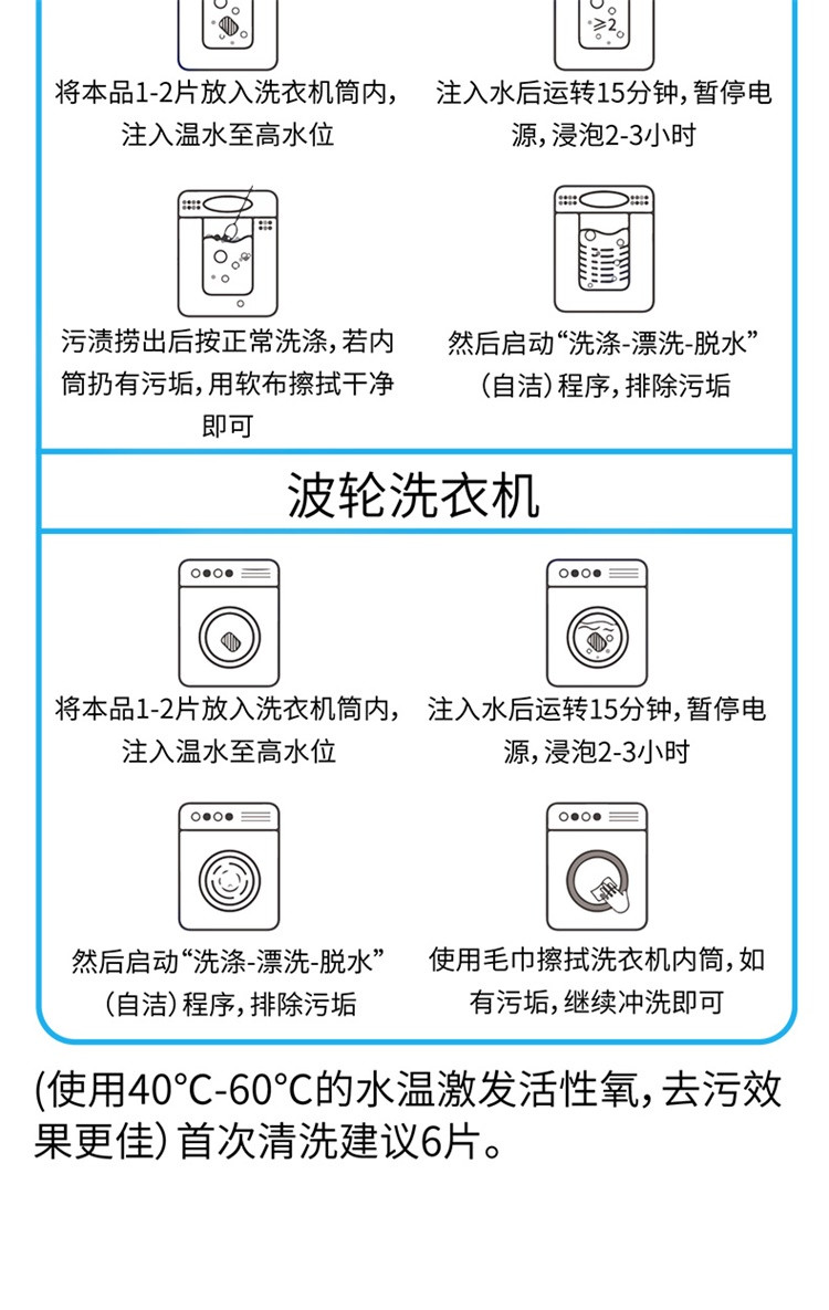 【12粒/盒】沃姆(WOMU)洗衣机槽清洗剂泡腾片全自动滚筒式消毒杀菌清洁片去污渍神器内筒清洁剂