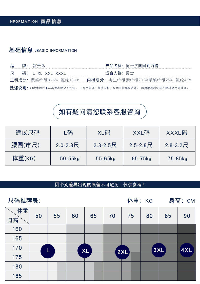 富贵.鸟2/4条冰丝男士内裤男平角裤抗菌夏季天透气网眼薄四角裤头