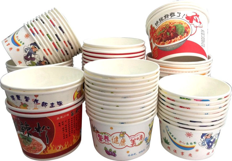 一次性纸碗批发家用餐盒加厚外卖打包碗圆形带盖冰淇淋纸碗筷