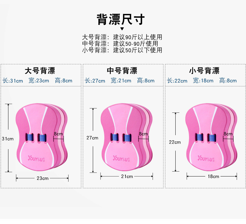 佑游打水板 游泳浮板背漂学习游泳 成人男女儿童皆可通用浮漂辅助