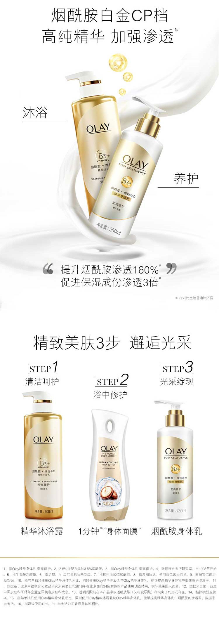 玉兰油Olay 精华保湿补水身体乳莹亮修护250ml