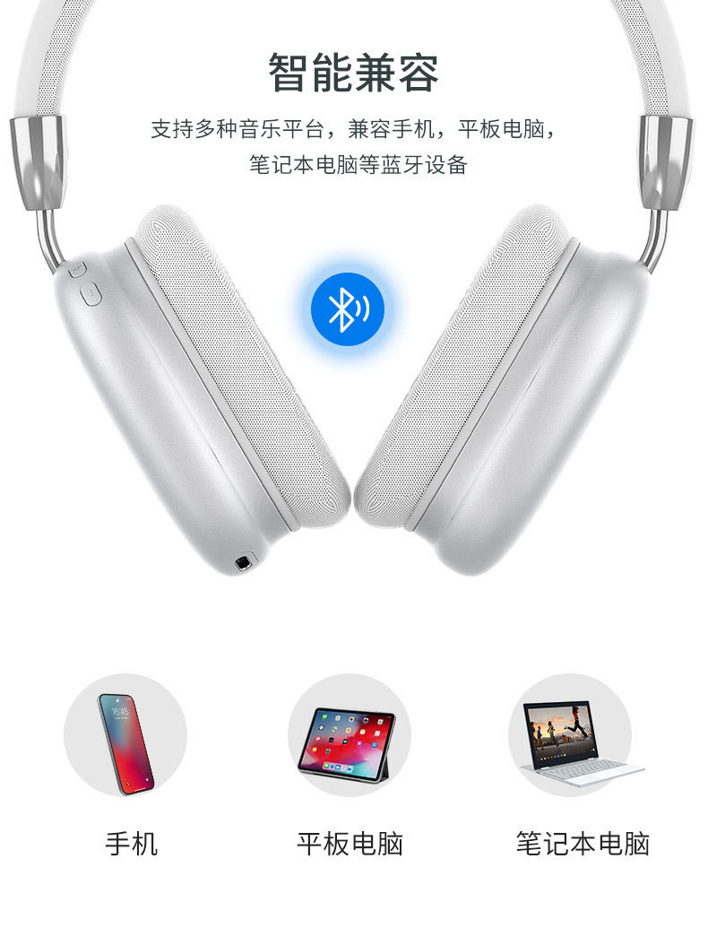 新款适用于HUAWEI苹果E96头戴式无线蓝牙耳机Max有线耳机立体声运动折叠式小米VIVO通用