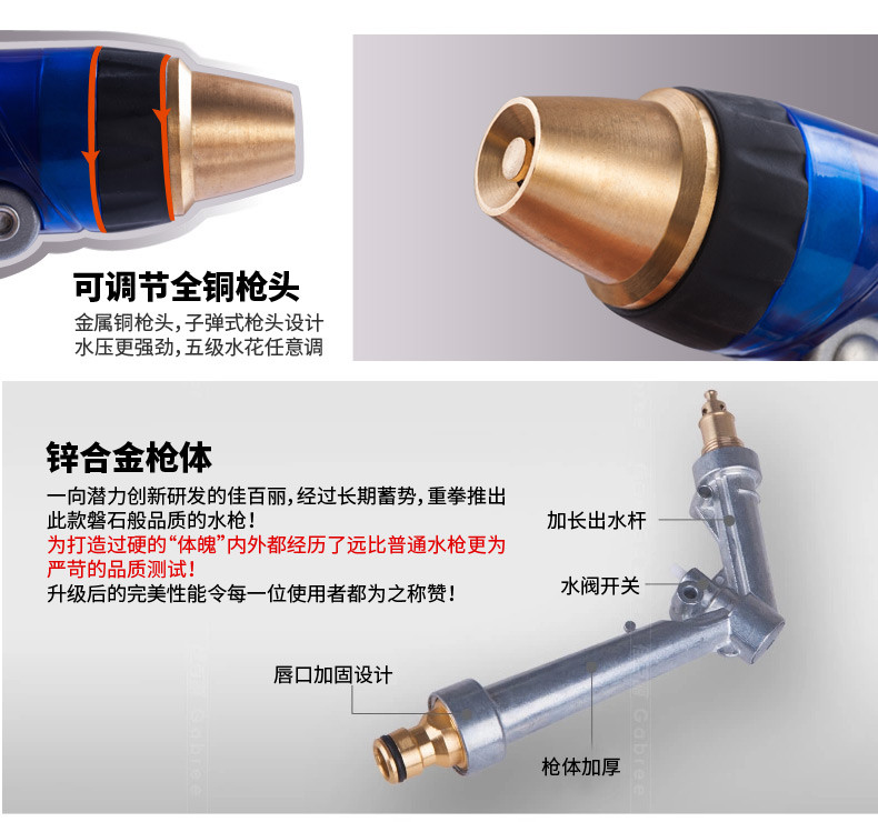 佳百丽 高压洗车水枪接自来水套装抢家用刷车神器汽车软管水管多功能工具