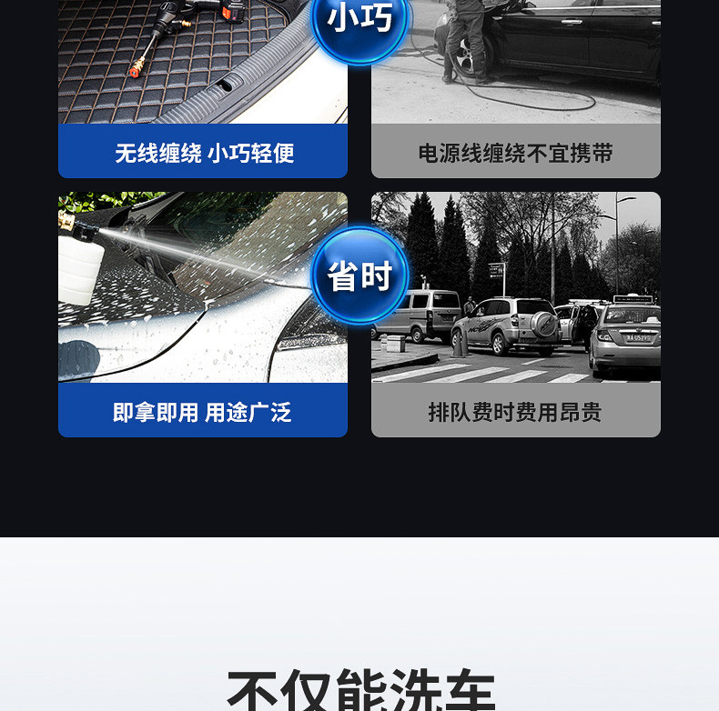 无线洗车机车用家用便携充电式高压水枪抢刷车锂电池水泵清洗