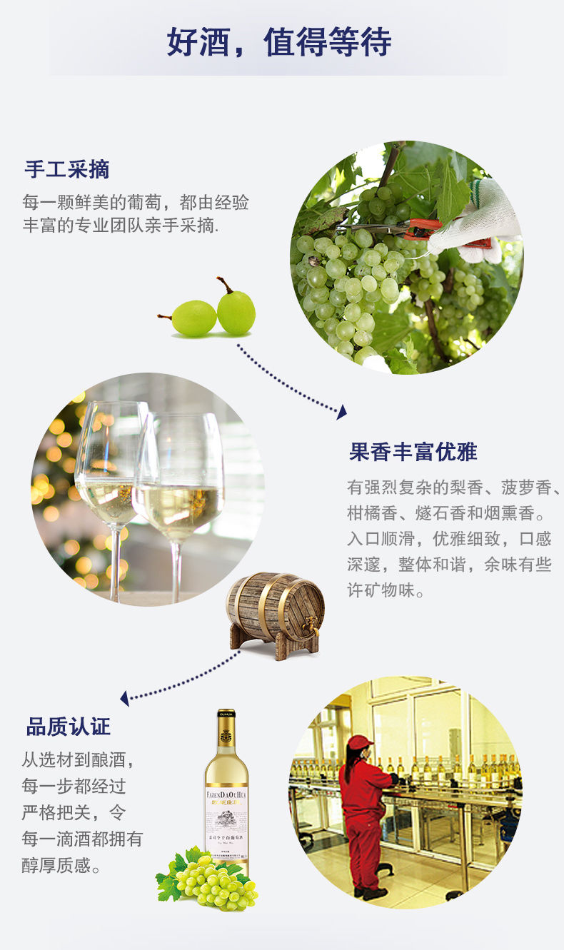 欧华庄园 国产雷司令干白葡萄酒烟台白葡萄酒整箱正品红酒礼盒装