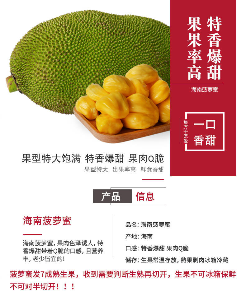 【48小时内发货】【新鲜实惠】现摘发货海南菠萝蜜 黄肉干苞当应季新鲜水果包邮木菠萝