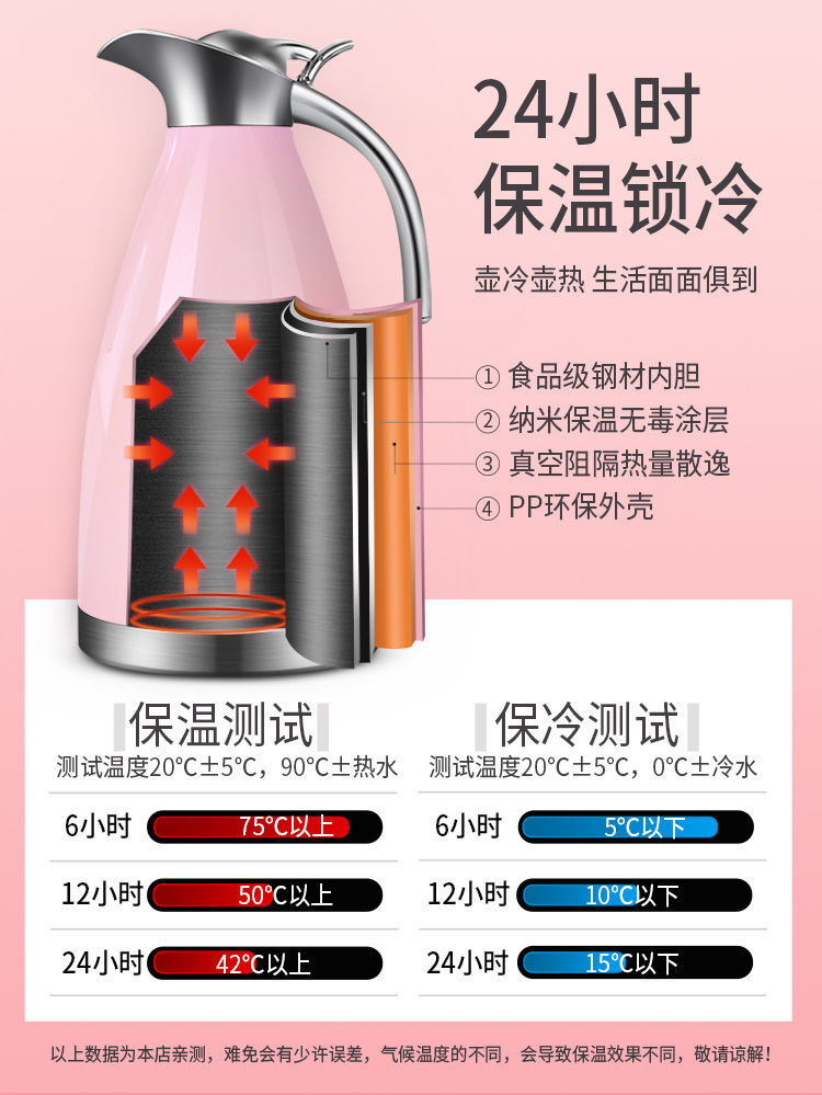 【48小时内发货】保温壶家用大容量不锈钢热水壶保温瓶暖壶热水瓶开水瓶户外茶壶2L